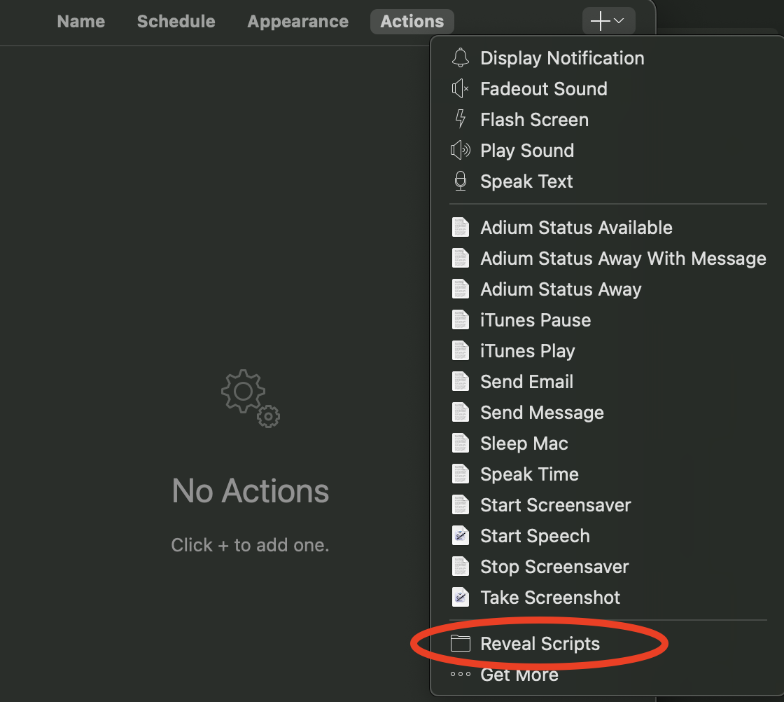 Break Actions menu
