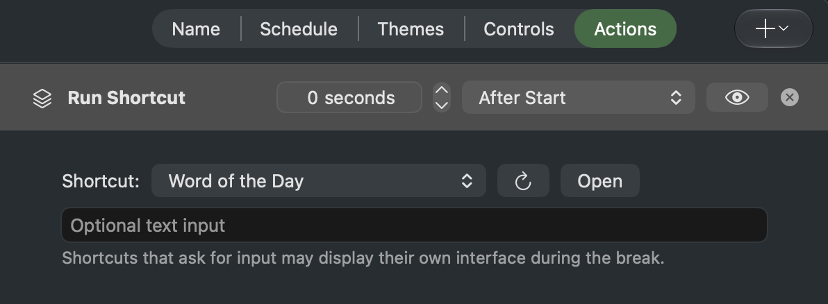 Run Shortcut action