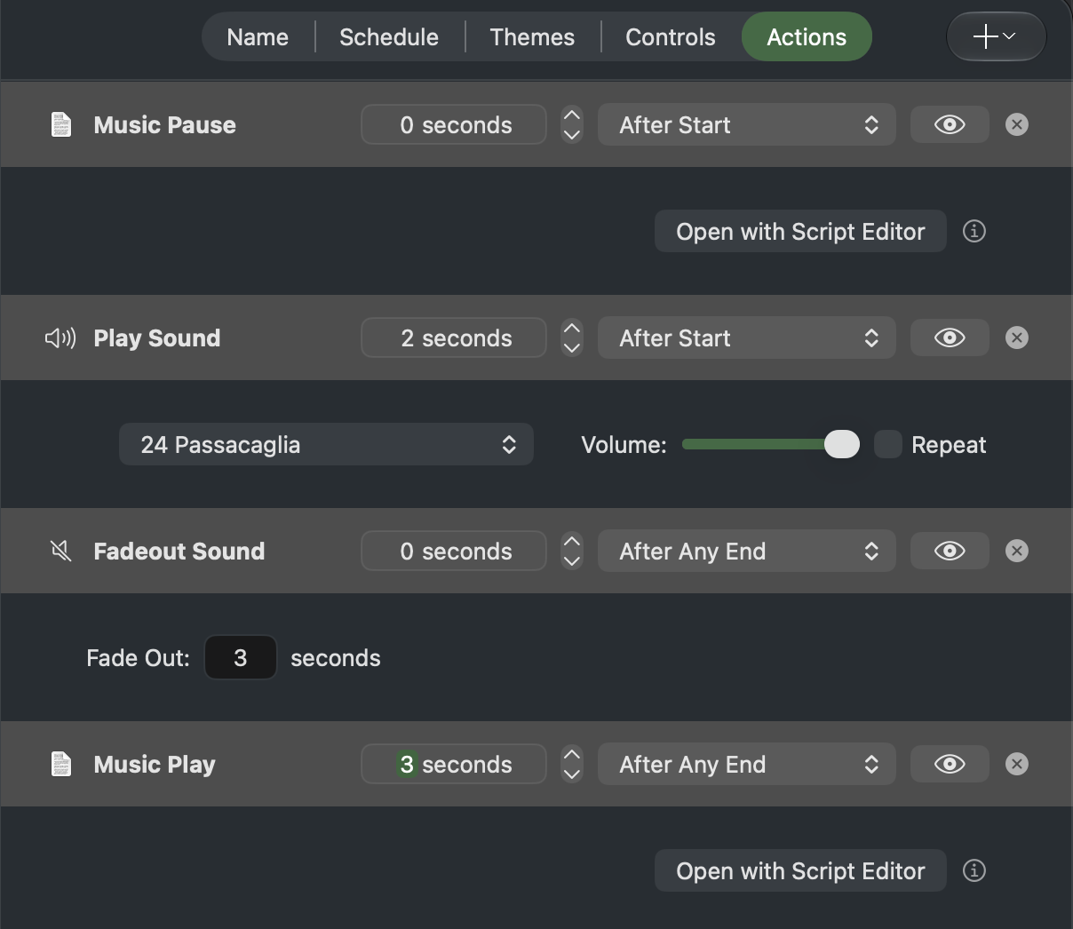 Music Pause and Resume actions