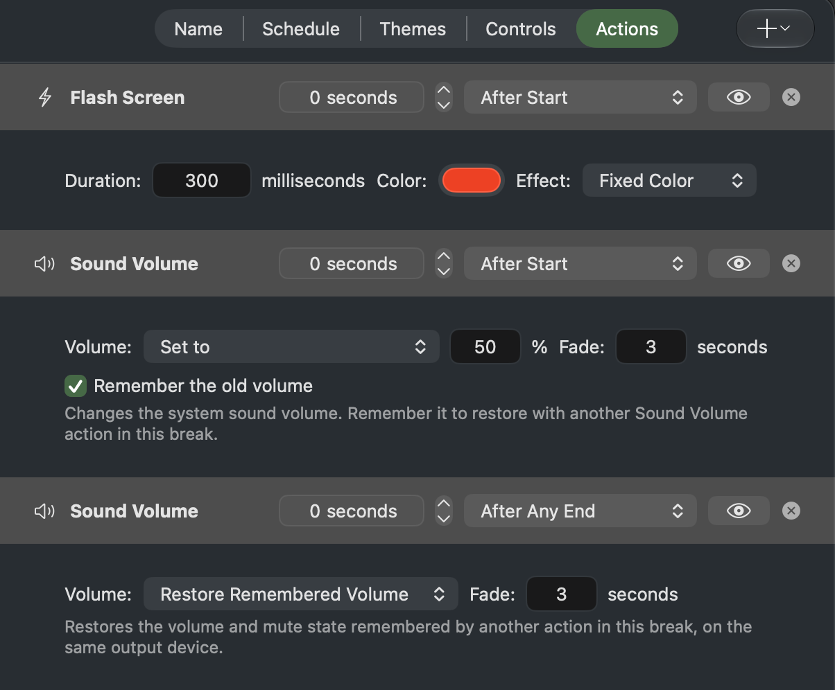 Sound Volume actions
