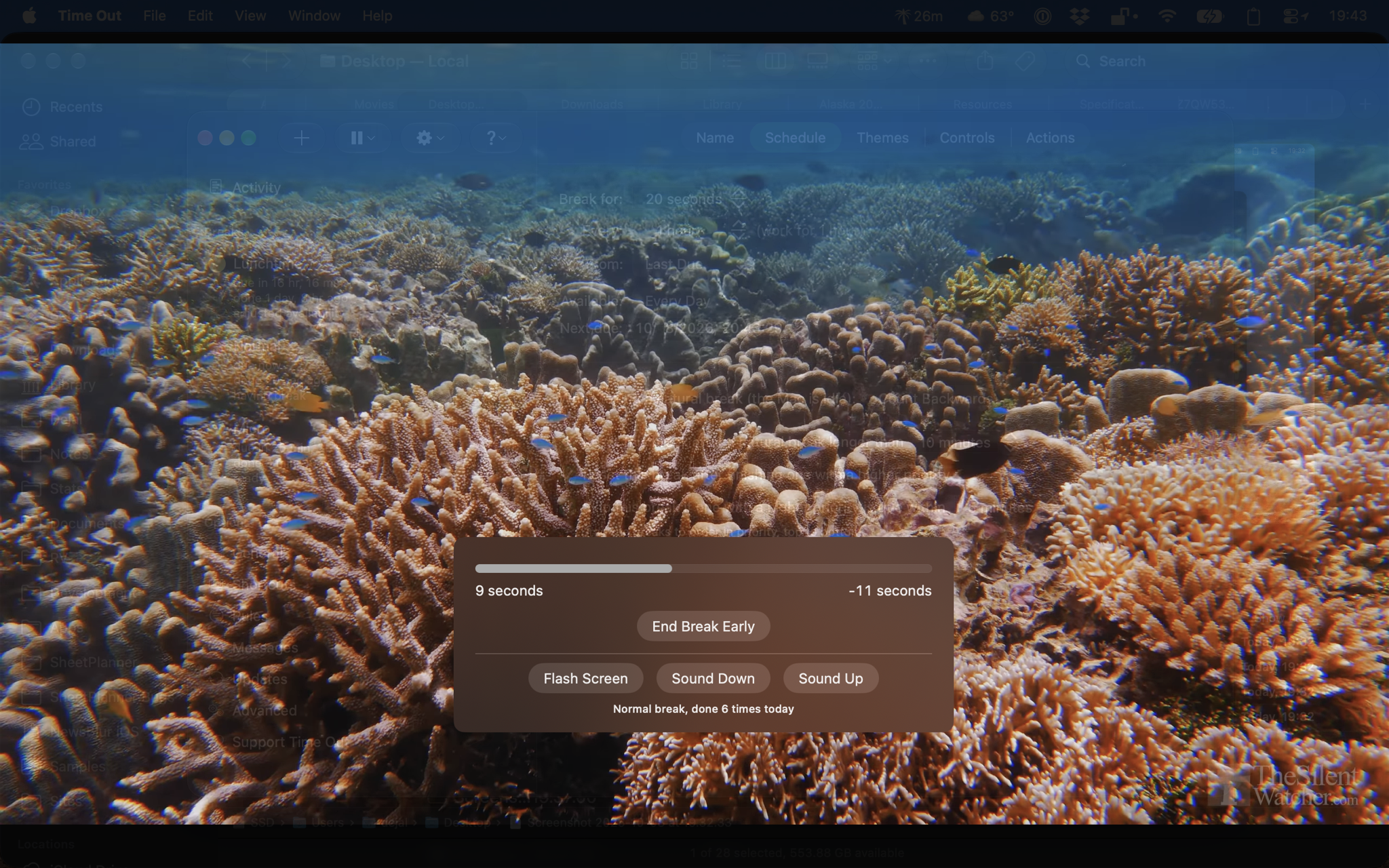 Break control panel with action buttons