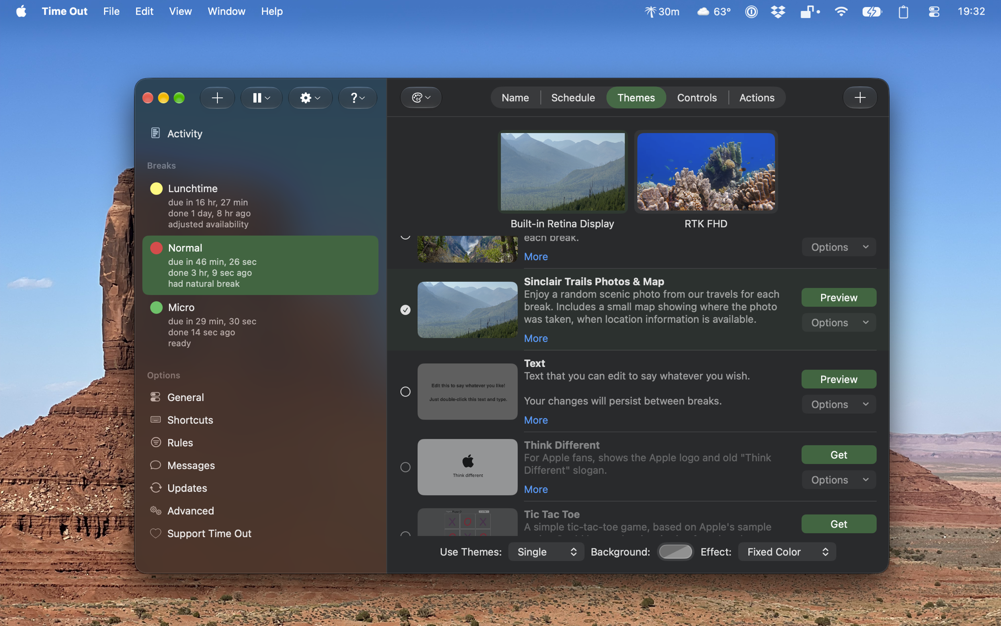 Break Themes page