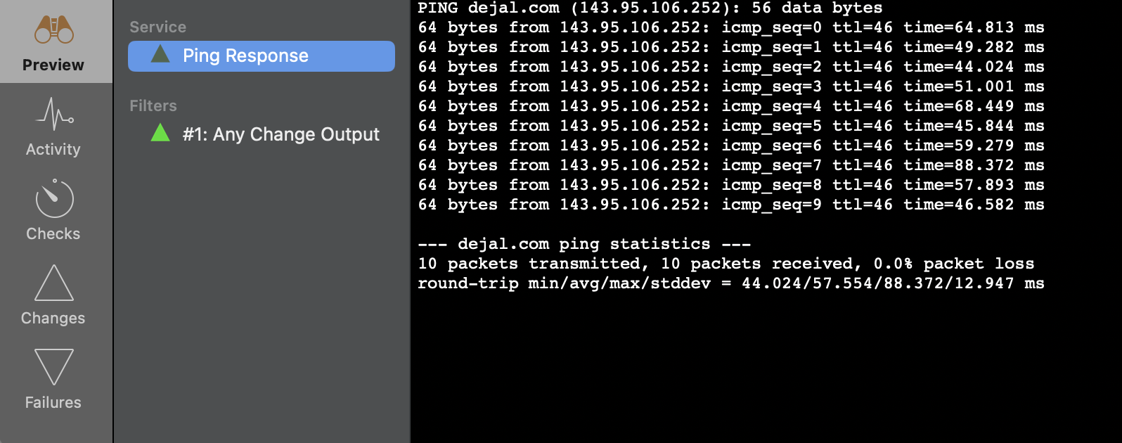 Ping preview