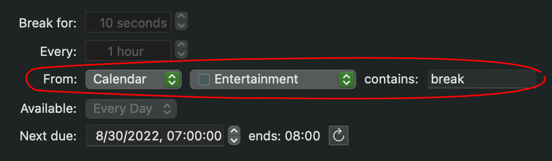 Calendar schedule