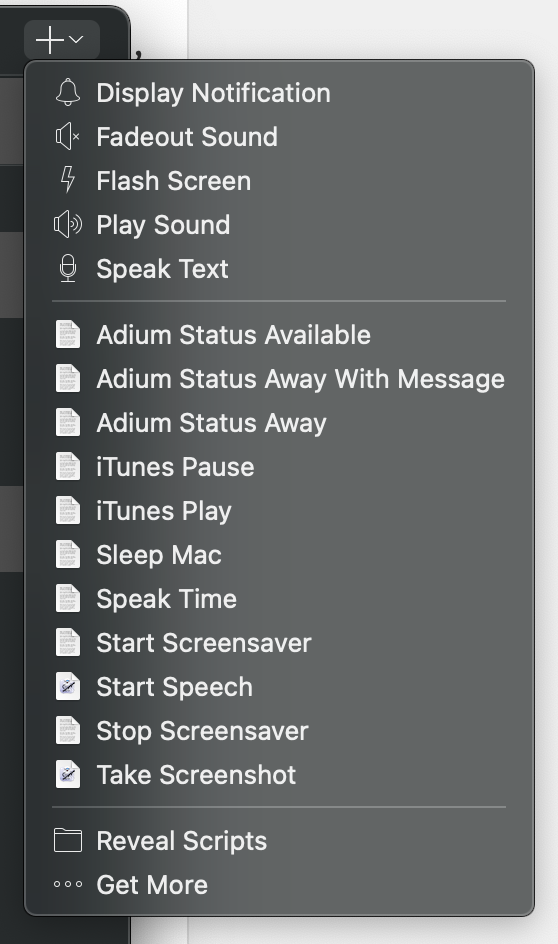 Add action menu