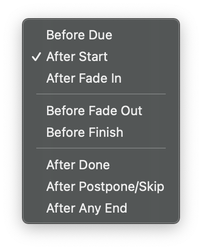 Action when menu