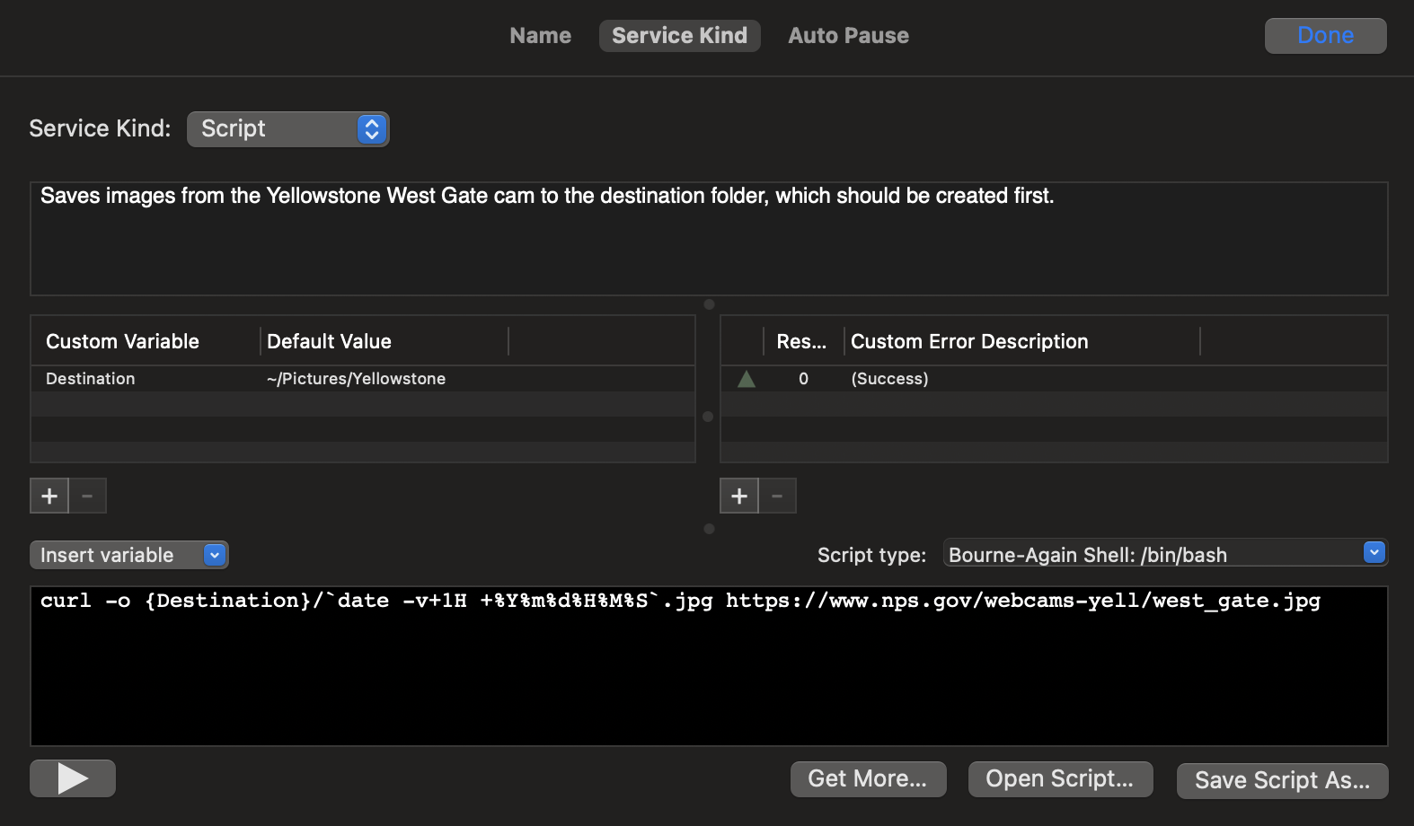 Simon service script