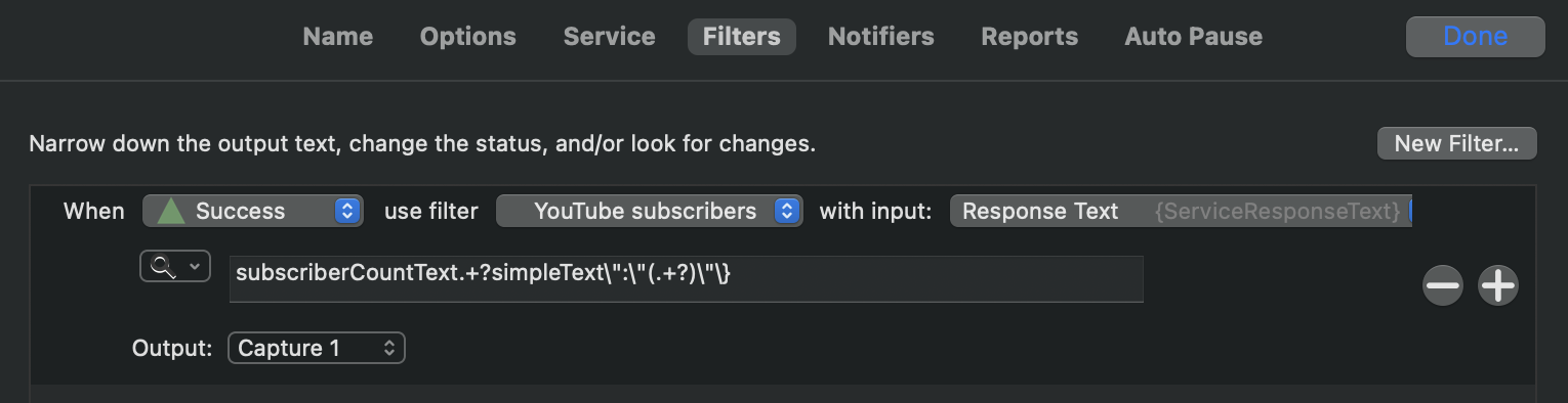 Test filters