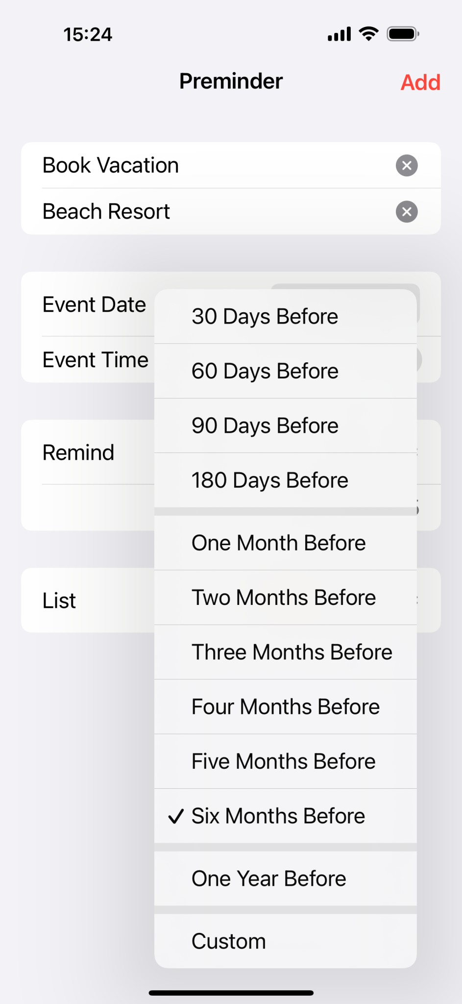 Remind before