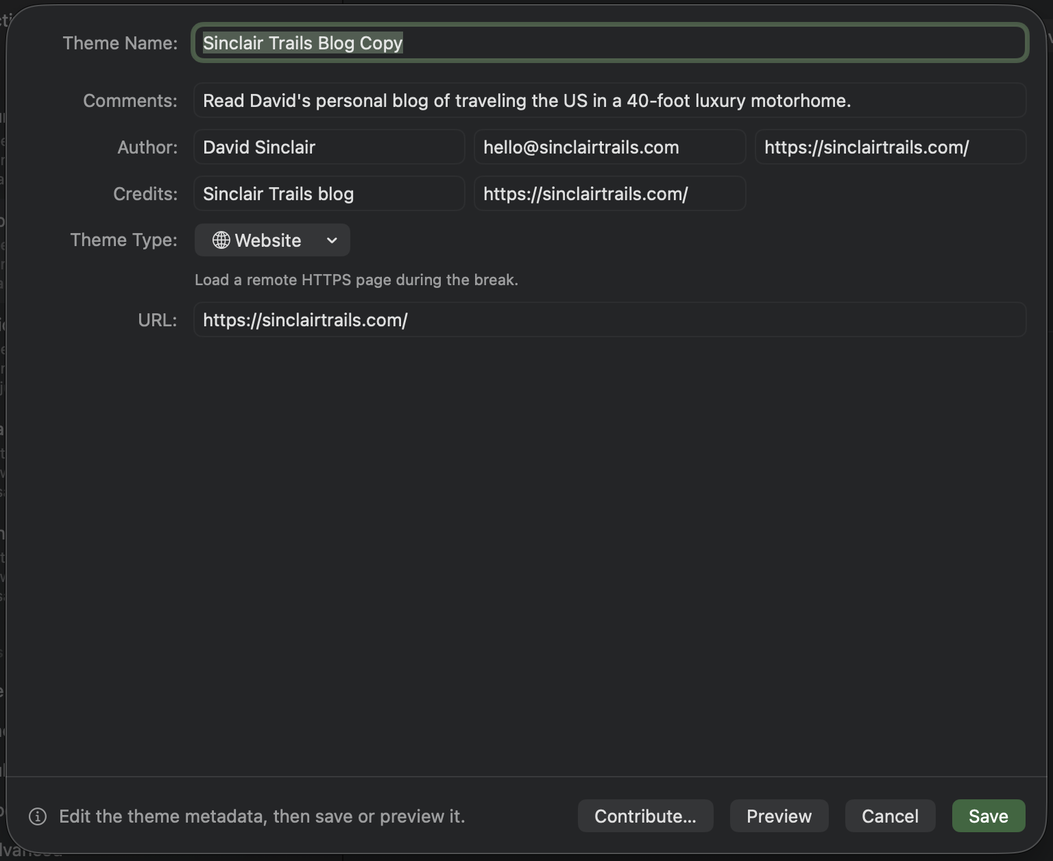 Website theme editor