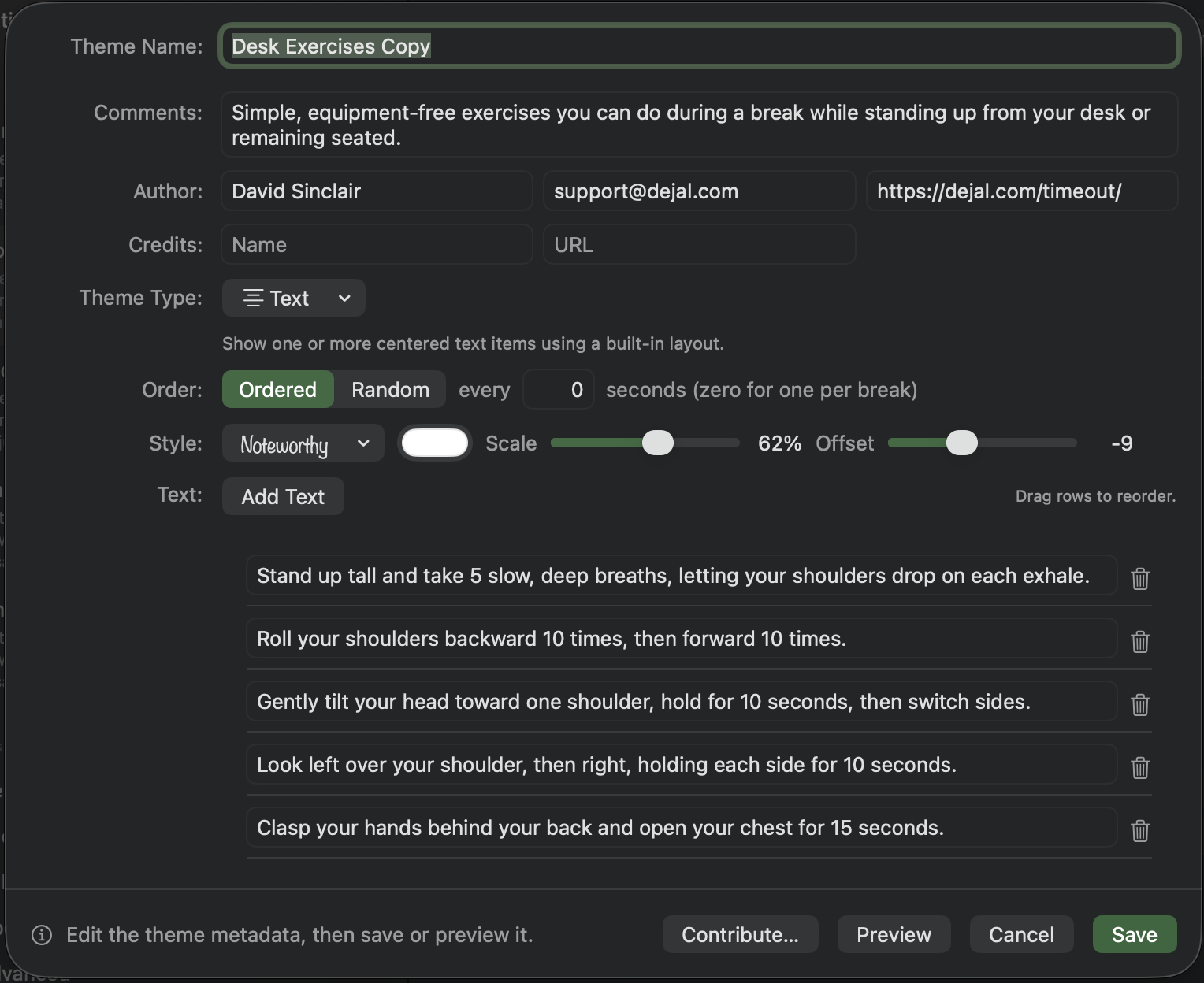 Text theme editor