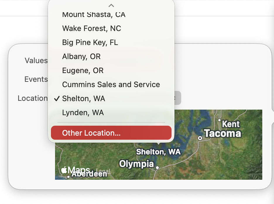 Other Location option