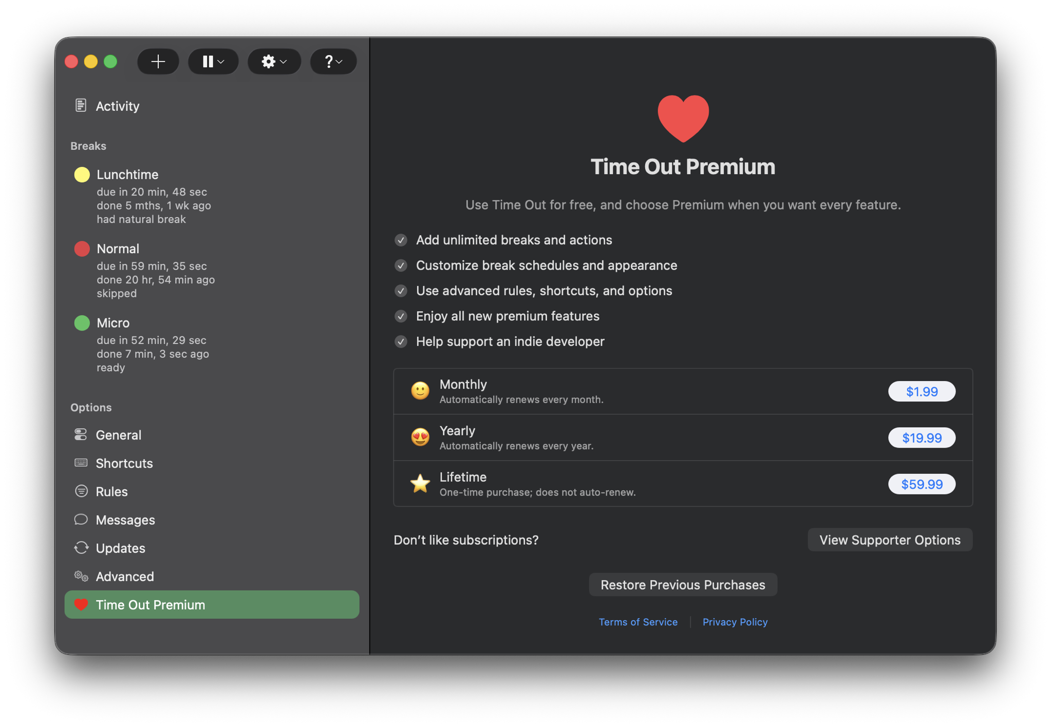 Premium options