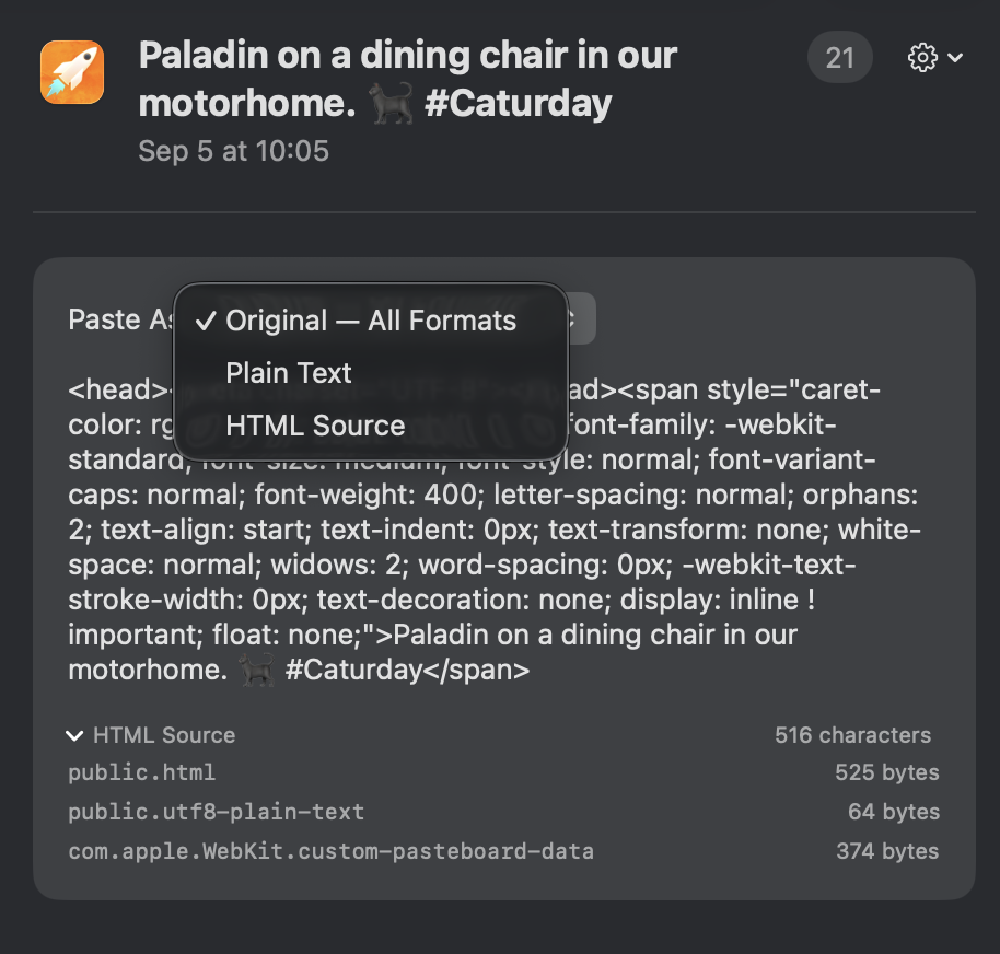 Paste as formats