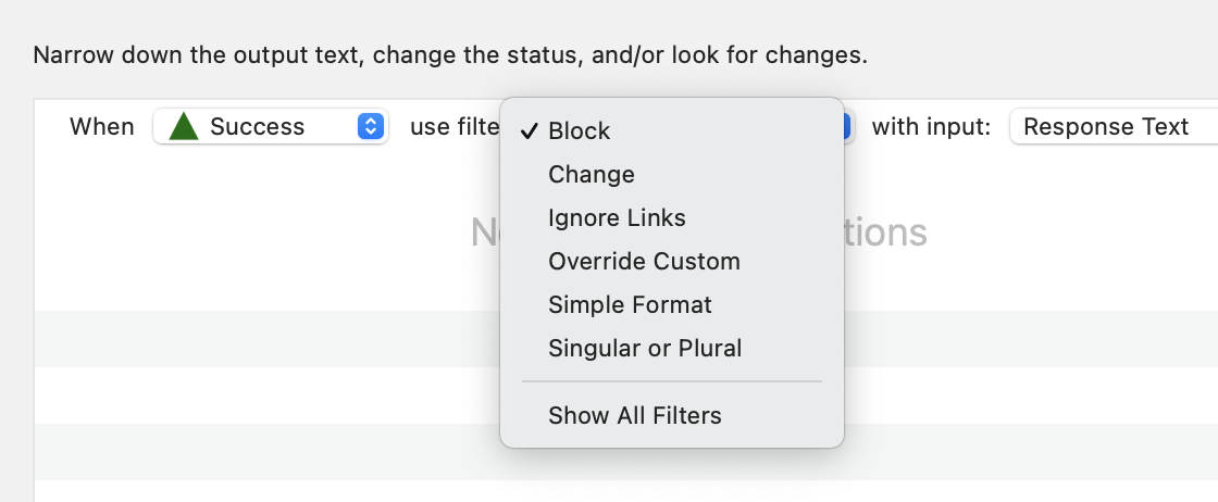 Filters menu